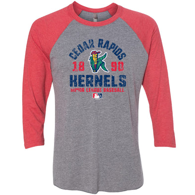 3/4 Sleeve Kernels T-red/grey